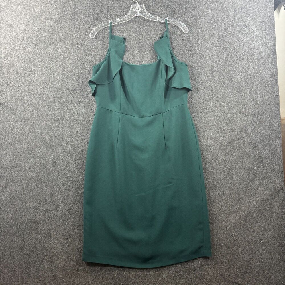 Nanette Lepore Dress Women's 8 Forrest Green Ruffles Sleeveless Bodycon